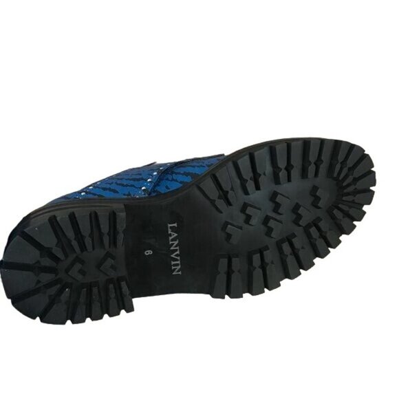 Lanvin US Size 7 Electric Blue & Black Lace Up Leather Derby Dress Shoes Oxfords main image 8
